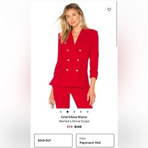 Marled x Olivia Culpo Cold Elbow Red Blazer